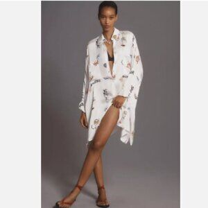 COREY LYNN CALTER | Long-Sleeve Printed Mini Shirt Dress from Anthropologie NWT